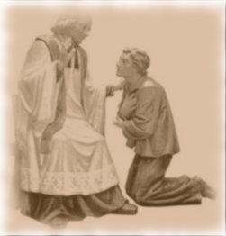 Content-AD-SJV with border - St. John Vianney and kneeling...